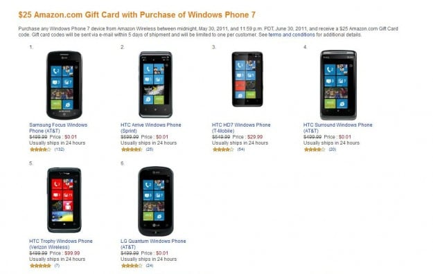 Windows Phone 7 at Amazon